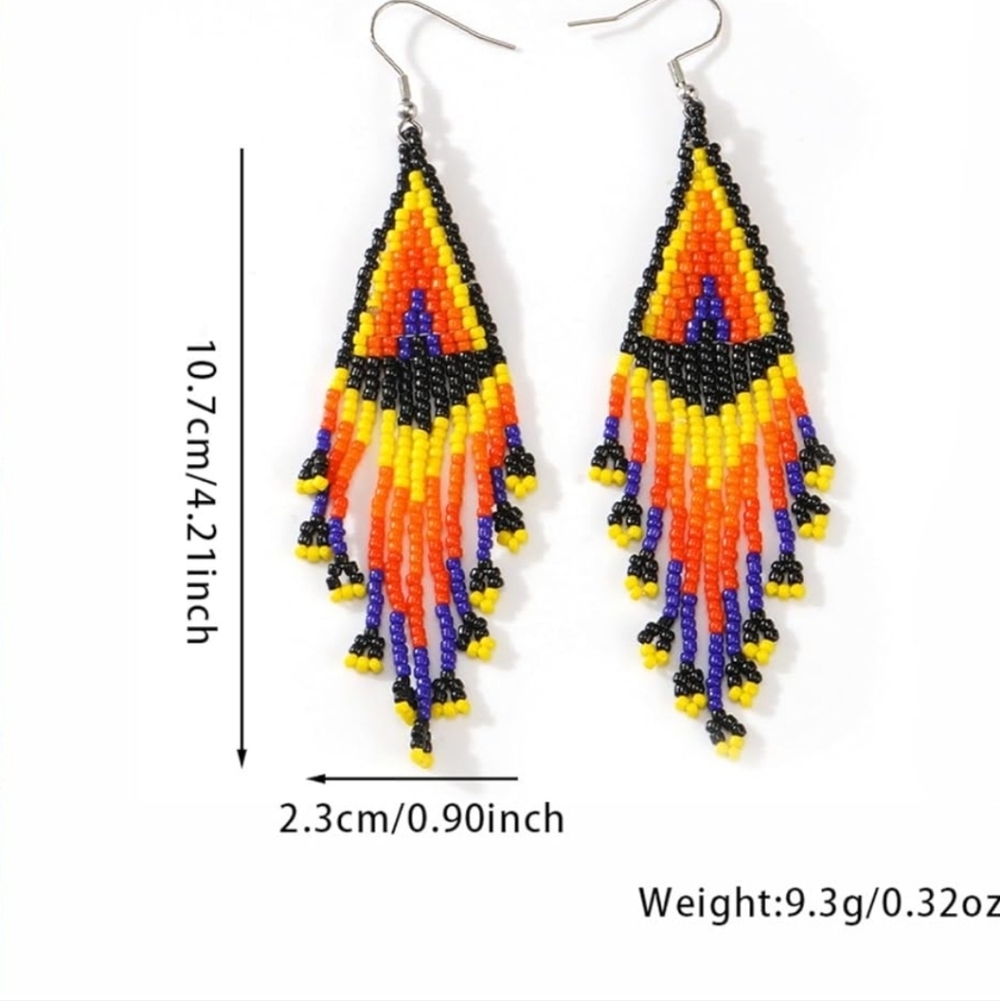 Colorful Beaded Dangle Earrings - Picture 7 of 9
